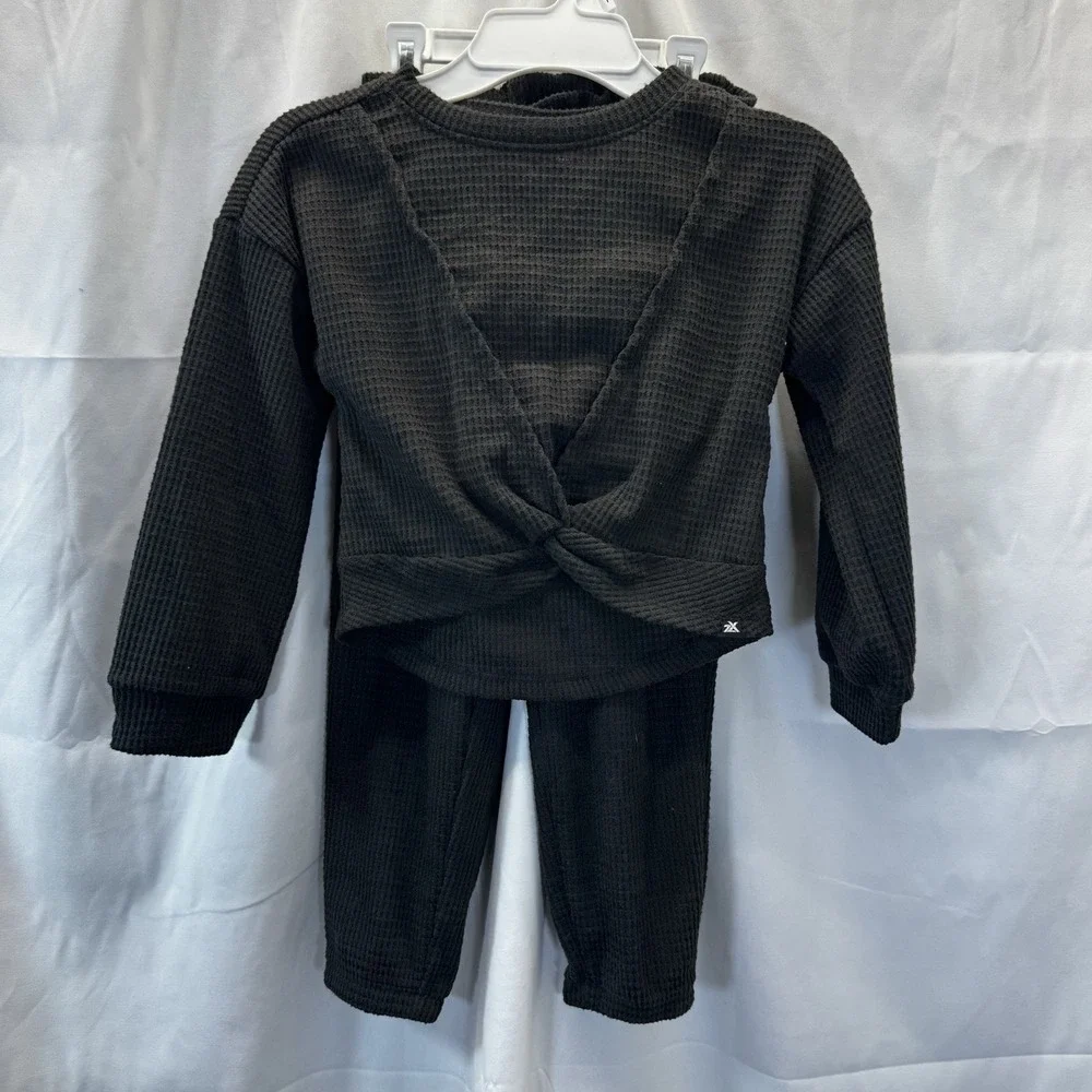 Zero Exposure Girls‎ Black Waffleknit 2 Piece Long Sleeve Set 5/6